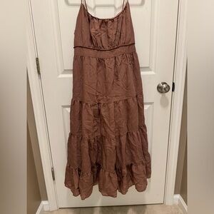 Gentle Fawn Boho Maxi / Midi Dress Women's Large Brown Spaghetti Strap